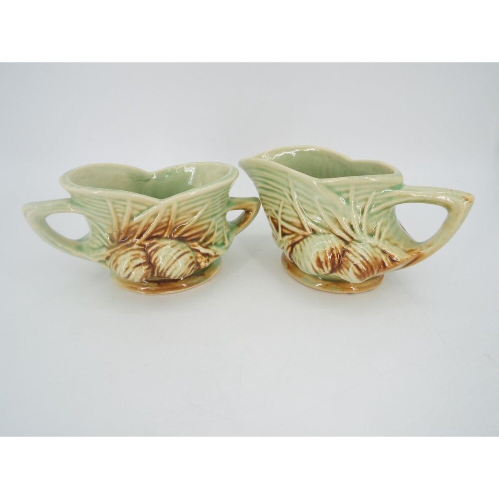 Vintage McCoy Pottery Pine Cone Creamer and Sugar Bowl Set